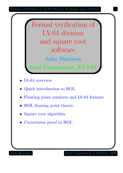 Formal verification of IA-64 division and square root software