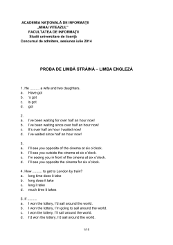 proba de limbă străină &ndash; limba engleză