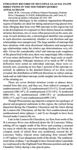 Striation record of multiple glacial flow directions in the southern