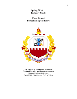 Spring 2016 Industry Study Final Report Biotechnology Industry