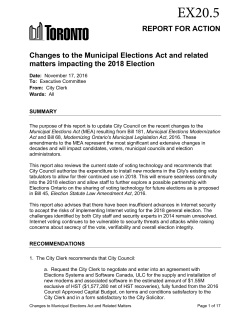 Changes to the Municipal Elections Act and related