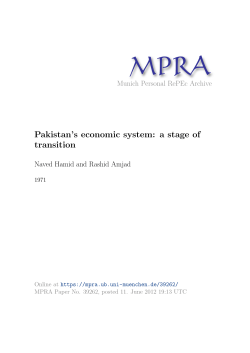 Pakistan`s economic system: a stage of transition