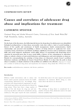 Causes and correlates of adolescent drug abuse and implications