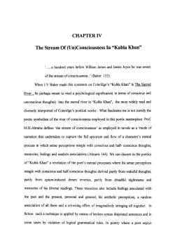 CHAPTER IV The Stream Of (Un)Consciousness In "Kubla Khan"