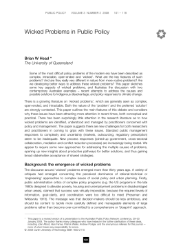 Wicked Problems in Public Policy - UQ eSpace