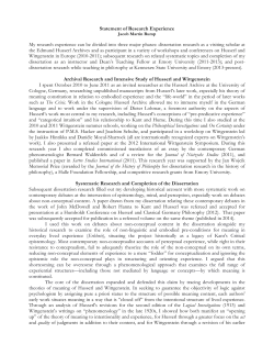 Statement of Research Experience My research experience can be