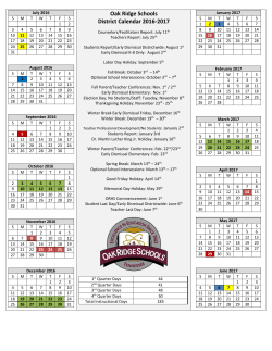 Oak Ridge Schools District Calendar 2016-2017