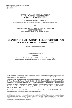 QUANTITIES AND UNITS FOR ELECTROPHORESIS IN THE