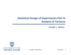 Design of Experiments III: Analysis of Variance (ANOVA)