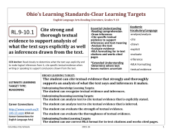 Grades Nine and Ten Clear Learning Targets for Reading Literary Text