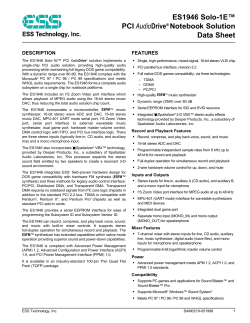 ES1946 Solo-1E&trade; PCI AudioDrive&reg; Notebook Solution Data Sheet