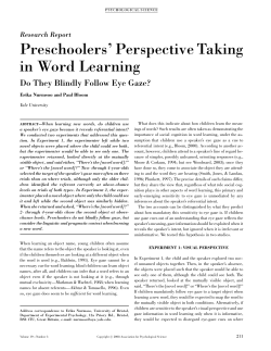 Preschoolers` Perspective Taking in Word Learning: Do They Blindly
