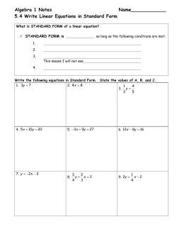 Algebra 1 Notes Name____________ 5.4 Write Linear Equations in