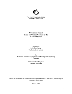 A Common Thread: Issues for Women Workers in the Garment