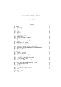 NONCOMMUTATIVE ALGEBRA Contents