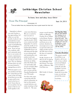 Lethbridge Christian School Newsletter