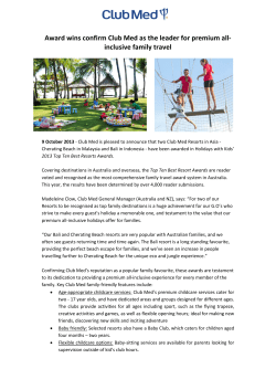 Award wins confirm Club Med as the leader for premium all