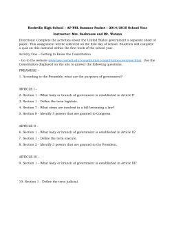 Rockville High School &ndash; AP NSL Summer Packet &ndash; 2014/2015