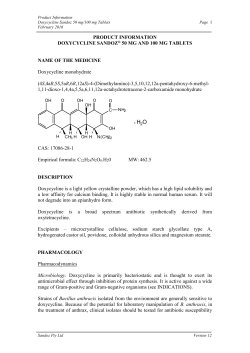 PRODUCT INFORMATION DOXYCYCLINE SANDOZ&reg; 50 MG AND