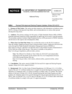 FAA`s Holdover Times and Allowance Guidance
