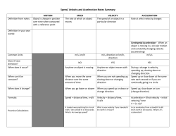 Speed, Velocity and Acceleration Notes Summary