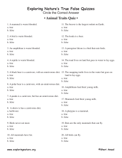 Exploring Nature`s True False Quizzes • Animal Traits Quiz •