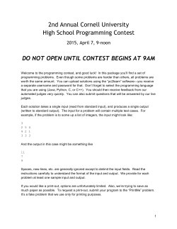 2nd Annual Cornell University High School Programming Contest