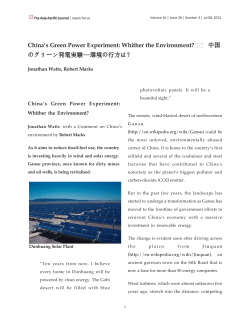 China`s Green Power Experiment: Whither the