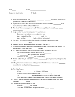 Chapter 16 Study Guide 8th Grade 1. After the Vietnam War, the