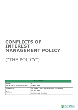 conflicts of interest management policy (“the policy”)