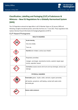 Classification, Labelling and Packaging [CLP] of Substances
