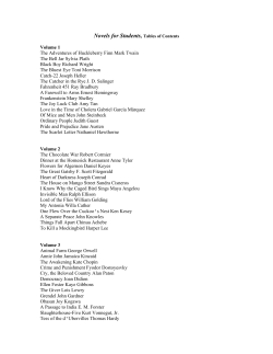 Novels for Students, Tables of Contents