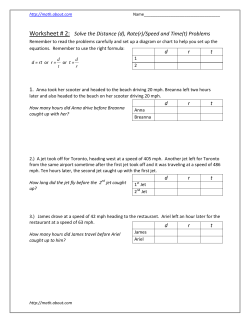 Worksheet # 2: Solve the Distance (d), Rate(r)/Speed and Time(t