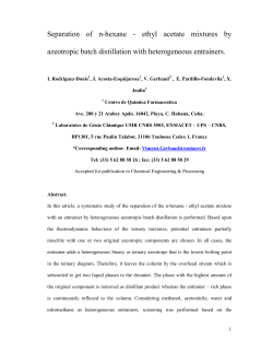 Separation of n-hexane - ethyl acetate mixtures by azeotropic batch