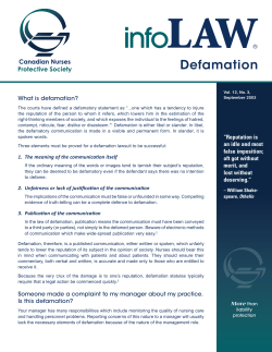 Defamation - The Canadian Nurses Protective Society
