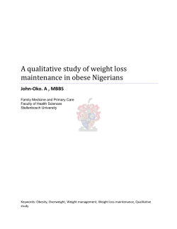 A qualitative study of weight loss maintenance in obese Nigerians