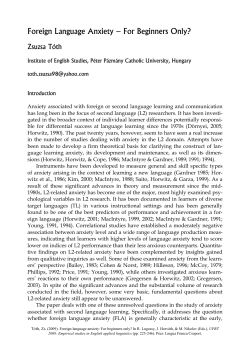 Foreign Language Anxiety &ndash; For Beginners Only?