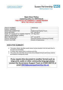 Open Door Policy - Policies - Sussex Partnership NHS Foundation