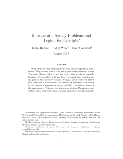 Legislative Oversight and Bureaucratic Agency