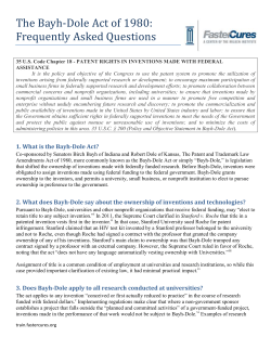 The Bayh-Dole Act of 1980: Frequently Asked Questions