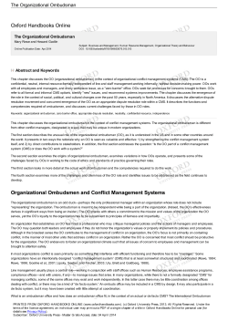 Organizational Ombudsman - Oxford Handbooks