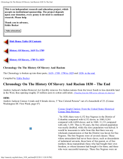 Chronology On The History Of Slavery And Racism