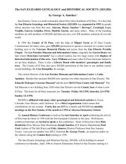 SEGHS - San Elizario Genealogy and Historical Society