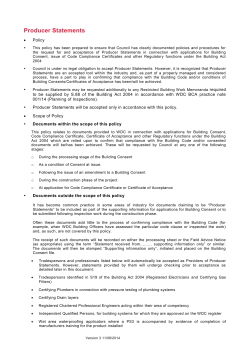 Producer Statement Policy
