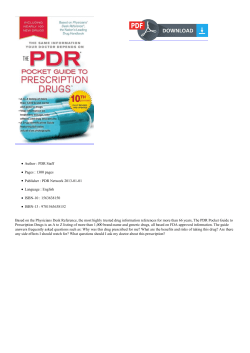 The PDR Pocket Guide to Prescription