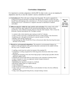 Curriculum Adaptations Worksheet