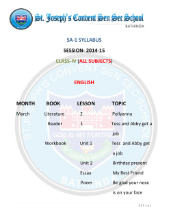 SA-1 SYLLABUS SESSION- 2014-15 CLASS