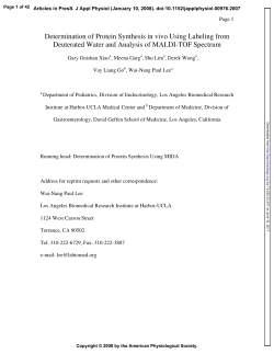 Determination of Protein Synthesis in vivo Using Labeling from