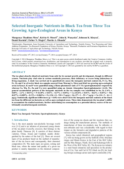 Selected Inorganic Nutrients in Black Tea from Three Tea Growing