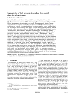 Segmentation of fault networks determined from spatial clustering of